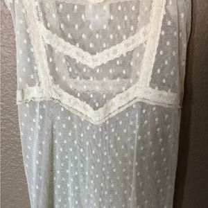 Free People Intimately Ivory Sheer Lace Long Slip Size XS